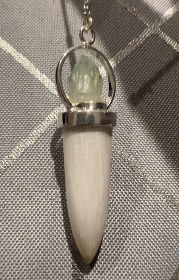 Scolecite & Green Apophylite Pendulum